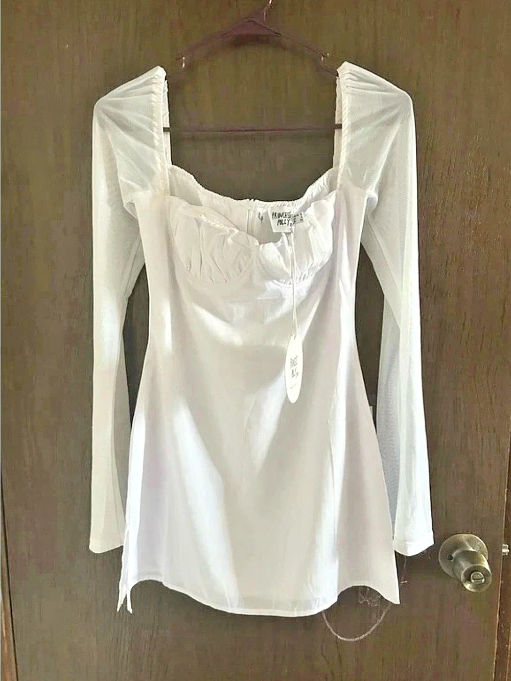 Princess Polly White Long Sleeve Blouse Size Medium NWT
